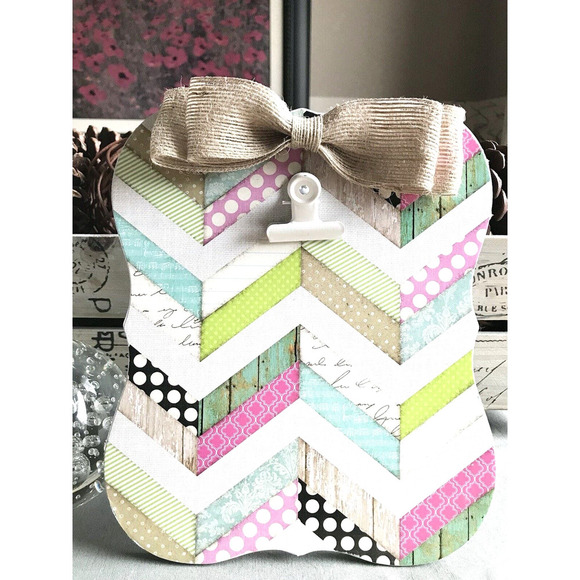 New Colorful Wooden Message / Recipe / Photo Board Easel w/ Bow & Metal Clip - Picture 1 of 7